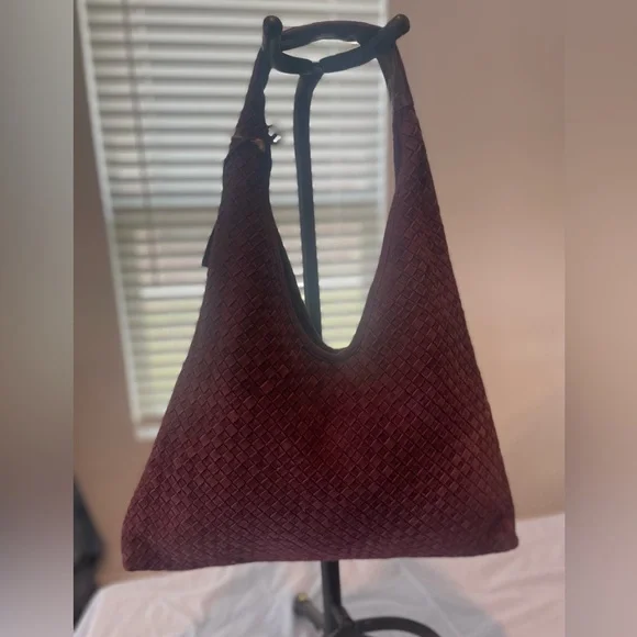 Genuine Suede Burgundy Woven Hobo Bag Fall 2025 - Picture 1 of 9
